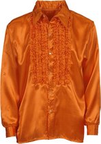 Rouchen Shirt Oranje Satijn | XXL