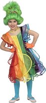 Funny Fashion - Regenboog Prinses Rebecca - Meisje - Multicolor - Maat 128 - Carnavalskleding - Verkleedkleding