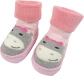 Babyslofjes Nijlpaard Roze/Grijs - Anti-slip - 9-12 maanden