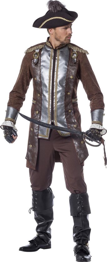 Wilbers & Wilbers - Piraat & Viking Kostuum - Fashionable Piraat De Luxe - Man - Bruin - Maat 56 - Carnavalskleding - Verkleedkleding