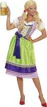 Widmann - Boeren Tirol & Oktoberfest Kostuum - Beierse Dirndl Paars / Groen - Vrouw - Groen, Paars - Medium - Bierfeest - Verkleedkleding