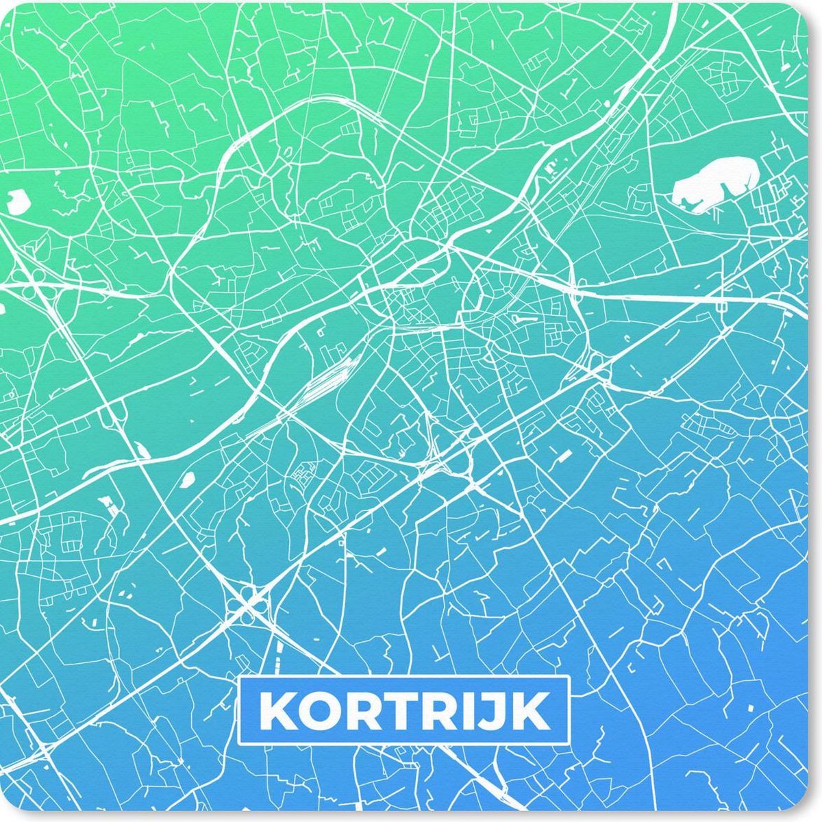 Muismat 30x30 cm - Mousepad Stadskaart - Kortrijk - België - Blauw - Muismatten
