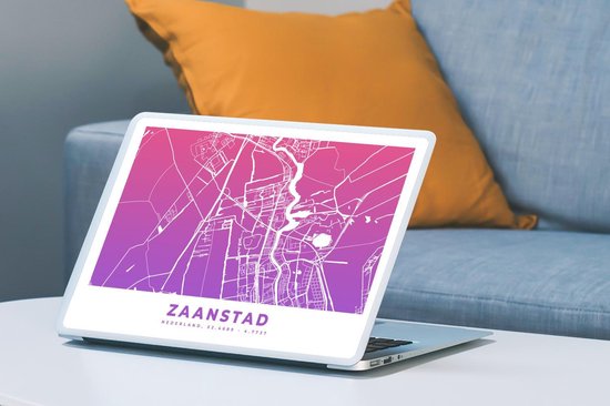 Sticker pour ordinateur portable - 15,6 pouces - Plan de la ville - Zaanstad - Violet