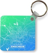 Sleutelhanger - Uitdeelcadeautjes - Stadskaart - Enschede - Blauw - Groen - Plastic