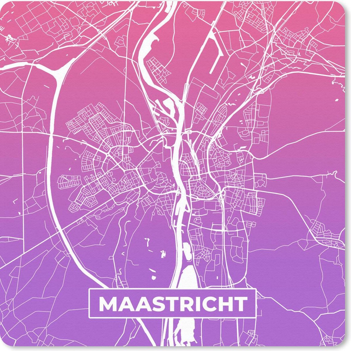 Muismat 20x20 cm - Mousepad Stadskaart - Maastricht - Nederland - Paars - Muismatten