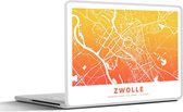 Laptop sticker - 10.1 inch - Stadskaart - Zwolle - Oranje - Geel - 25x18cm - Laptopstickers - Laptop skin - Cover