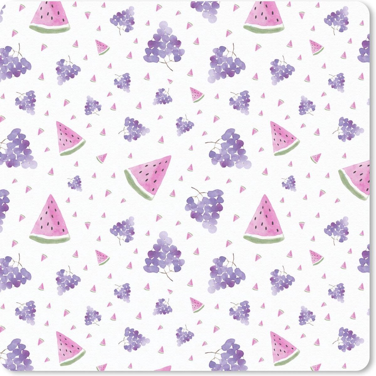 Muismat 20x20 cm - Mousepad Druiven - Watermeloen - Design - Pastel - Muismatten