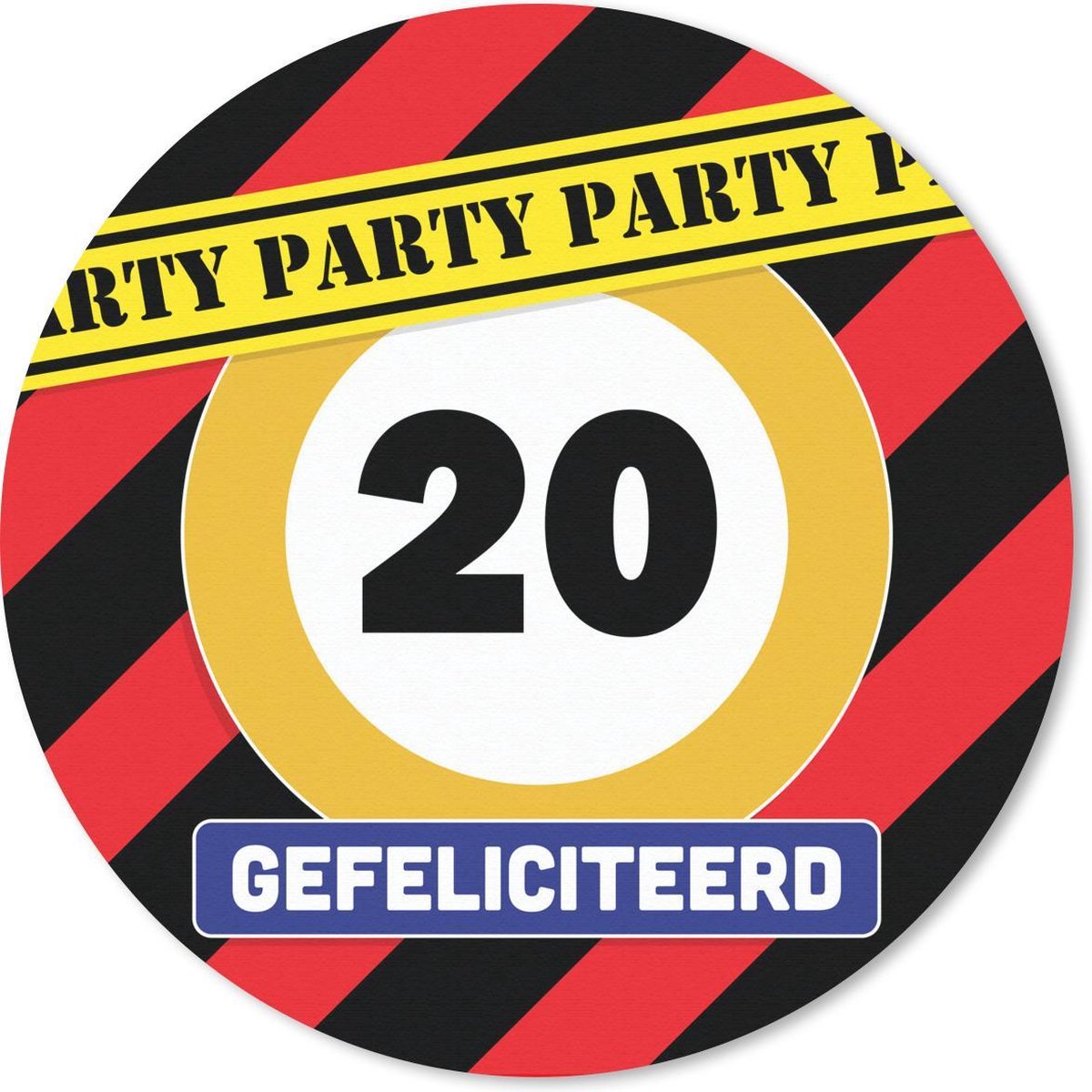Muismat rond 40x40 cm - Mousepad Verjaardag - 20 Jaar - Jubileum - Ronde muismatten