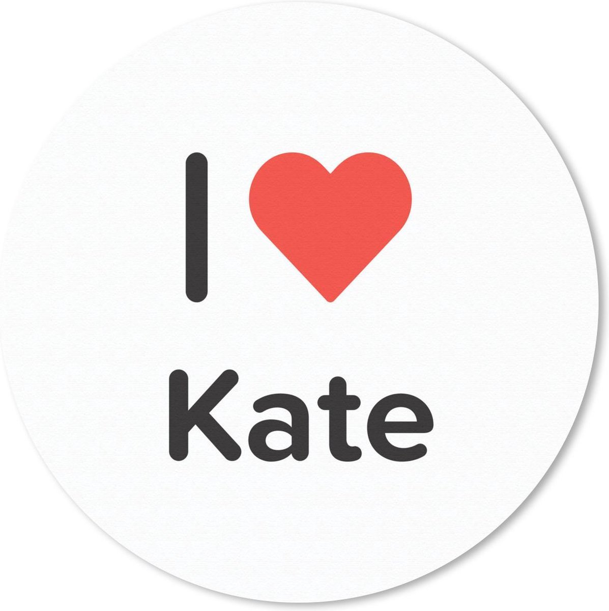 Muismat rond 20x20 cm - Mousepad I love - Kate - Meisje - Ronde muismatten