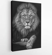 Canvas schilderij - Lion, King black and white -   635211587 - 50*40 Vertical