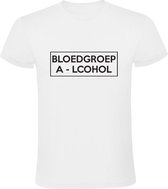 Bloedgroep Alcohol | Heren T-shirt | Wit | Ijzer | Drank | Bier | Wijn | Kroeg | Feest | Festival
