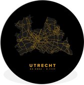 WallCircle - Wandcirkel ⌀ 120 - Utrecht - Kaart - Nederland - Gold - Ronde schilderijen woonkamer - Wandbord rond - Muurdecoratie cirkel - Kamer decoratie binnen - Wanddecoratie muurcirkel - Woonaccessoires XXL