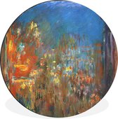 Wandcirkel - Aluminium - Leicester square in de nacht - Claude Monet - ⌀ 90 cm