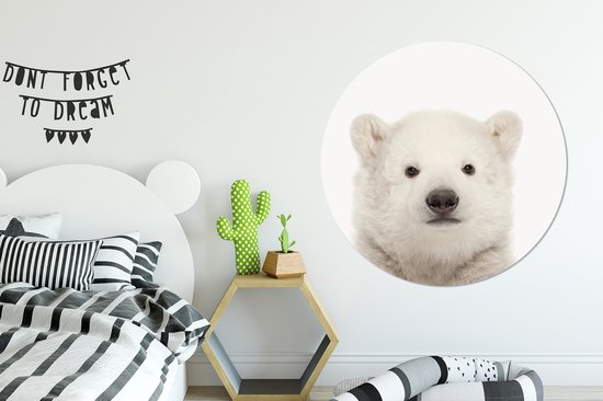 WallCircle - Cercle Mural - Cercle Mural - Animaux - Ours Polaire - Wit - Aluminium - Dibond - 140x140 cm - Intérieur et Extérieur