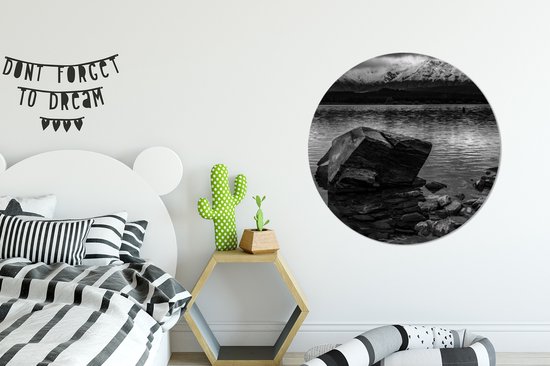 WallCircle - Wall Circle - Wall Circle Indoor - Boulder - Pierre - Zwart - Wit - 90x90 cm - Décoration murale - Peintures Ronds