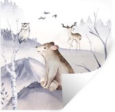 Muurstickers - Sticker Folie - Dieren - Winter - Uil - 120x120 cm - Plakfolie - Muurstickers Kinderkamer - Zelfklevend Behang XXL - Zelfklevend behangpapier - Stickerfolie
