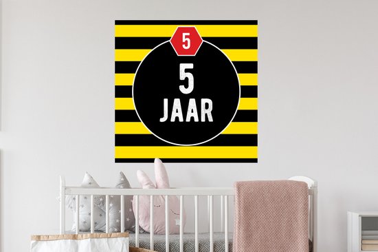 Stickers Stickers muraux - Année anniversaire - Jaune - Zwart - 80x80 cm - Feuille adhésive