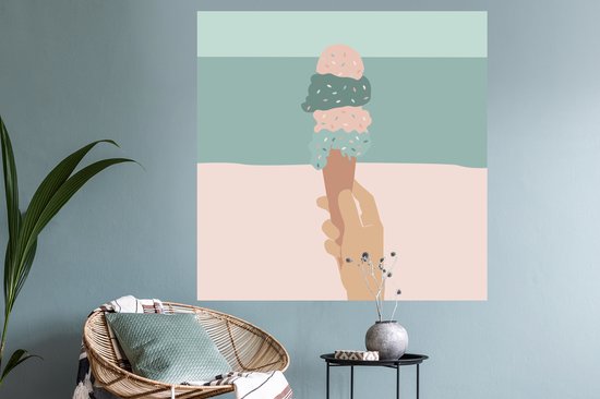 Stickers muraux - Été - Glace - Blauw - 120x120 cm - Feuille adhésive XXL