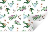 Muurstickers - Sticker Folie - Dinosaurus - Patroon - Kinderkamer - Jongens - Meisjes - Kids - 30x20 cm - Plakfolie - Muurstickers Kinderkamer - Zelfklevend Behang - Zelfklevend behangpapier - Stickerfolie