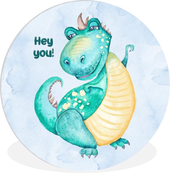 WallCircle - Wandcirkel ⌀ 90 - Dinosaurus - Quotes - Kinderkamer - Jongens - Meisjes - Kinderen - Ronde schilderijen woonkamer - Wandbord rond - Muurdecoratie cirkel - Kamer decoratie binnen - Wanddecoratie muurcirkel - Woonaccessoires