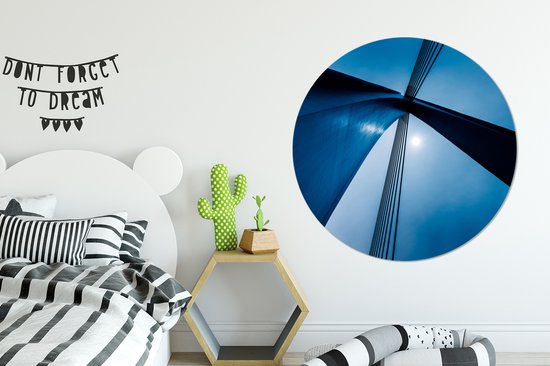 WallCircle - Cercle mural - Cercle mural - Pont - Blauw - Abstrait - Aluminium - Dibond - 120x120 cm - Intérieur et Extérieur XXL