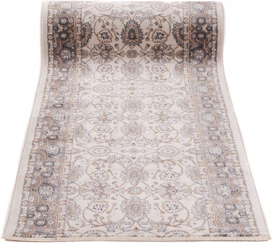 Tapiso Colorado Tapijt Loper Creme Bloemenprint Woonkamer Slaapkamer Hal Maat - 80x1400
