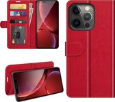iPhone 13 Pro Hoesje - MobyDefend Wallet Book Case (Sluiting Achterkant) - Rood - GSM Hoesje - Telefoonhoesje Geschikt Voor: Apple iPhone 13 Pro