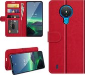 Nokia 1.4 Hoesje - MobyDefend Wallet Book Case (Sluiting Achterkant) - Rood - GSM Hoesje - Telefoonhoesje Geschikt Voor Nokia 1.4