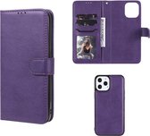 Apple iPhone 12 Pro Max hoesje - MobyDefend Luxe 2-in-1 Wallet Book Case Met Uitneembare Backcover - Paars - GSM Hoesje - Telefoonhoesje Geschikt Voor: Apple iPhone 12 Pro Max