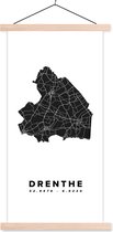 Posterhanger incl. Poster 40x80 cm - Schoolplaat - Drenthe - Wegenkaart Nederland - Wit - Textielposter - Blanke latten
