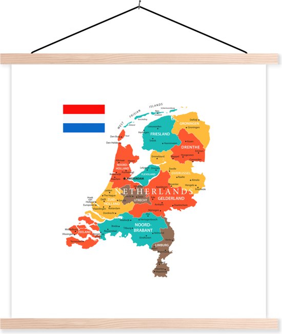 Posterhanger incl. Poster - Schoolplaat - Landkaart - Nederland - Nederlandse -... | bol.com