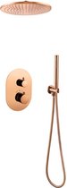 Thermostatische Inbouw regendouche met wandarm 30cm douchekop copper