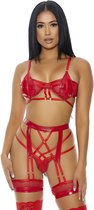 Double The Fun Lingerie Set - Red - S - Maat Large