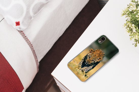 Coque iPhone XR - Léopard - Macro - Herbe - Siliconen