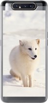 Geschikt voor Samsung Galaxy A80 hoesje - Vos - Sneeuw - Wit - Siliconen Telefoonhoesje