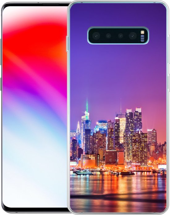 Coque Samsung Galaxy S10 Plus - New York - Skyline - Violet - Siliconen