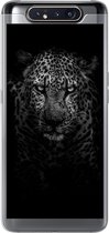 Geschikt voor Samsung Galaxy A80 hoesje - Luipaard - Zwart - Wit - Siliconen Telefoonhoesje