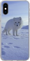 Geschikt voor iPhone X hoesje - Vos - Sneeuw - Bergen - Siliconen Telefoonhoesje