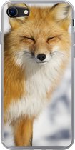Geschikt voor iPhone SE 2020 hoesje - Vos - Sneeuw - Rood - Siliconen Telefoonhoesje
