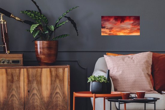 Stickers muraux - Nuages - Soleil - Rouge - 40x20 cm - Feuille adhésive