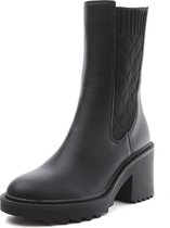 SmileFavorites® Chelsea boots met Hak - Imitatieleer - Zwart - Maat 39