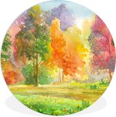 WallCircle - Wandcirkel ⌀ 60 - Een kleurrijke illustratie van bomen - Ronde schilderijen woonkamer - Wandbord rond - Muurdecoratie cirkel - Kamer decoratie binnen - Wanddecoratie muurcirkel - Woonaccessoires