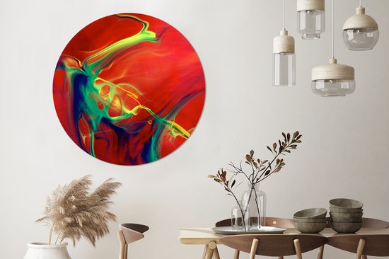 WallCircle - Wall Circle - Wall Circle Indoor - Art - Encre - Couleurs - Psychédélique - 120x120 cm - Décoration murale - Peintures Ronds XXL