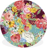 WallCircle - Wandcirkel ⌀ 60 - Een kleurrijke bloemdessin illustratie - Ronde schilderijen woonkamer - Wandbord rond - Muurdecoratie cirkel - Kamer decoratie binnen - Wanddecoratie muurcirkel - Woonaccessoires