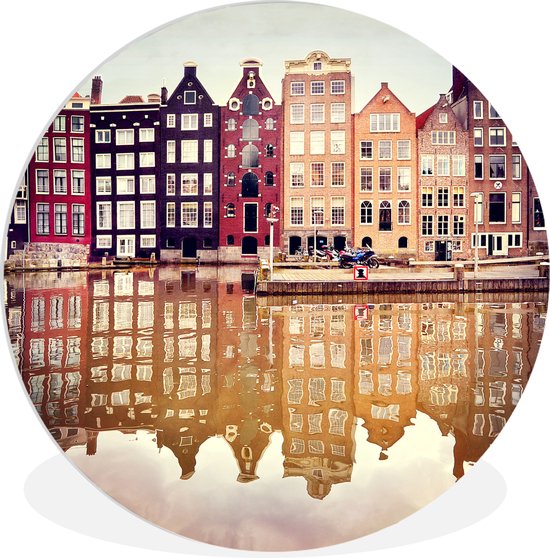 WallCircle - Wandcirkel ⌀ 30 - Amsterdam - Huis - Reflectie - Ronde schilderijen woonkamer - Wandbord rond - Muurdecoratie cirkel - Kamer decoratie binnen - Wanddecoratie muurcirkel - Woonaccessoires