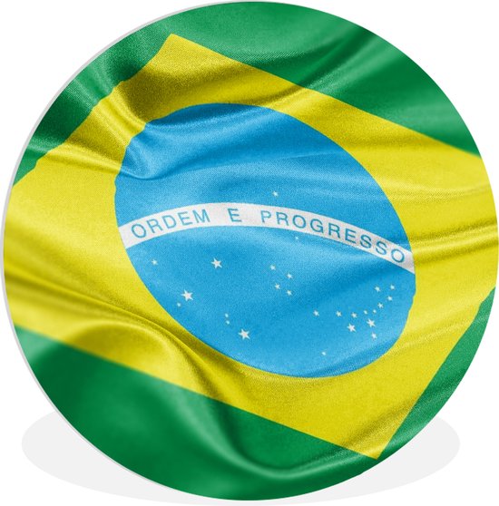WallCircle - Wandcirkel ⌀ 30 - Close-up van de vlag van Brazilië - Ronde schilderijen woonkamer - Wandbord rond - Muurdecoratie cirkel - Kamer decoratie binnen - Wanddecoratie muurcirkel - Woonaccessoires