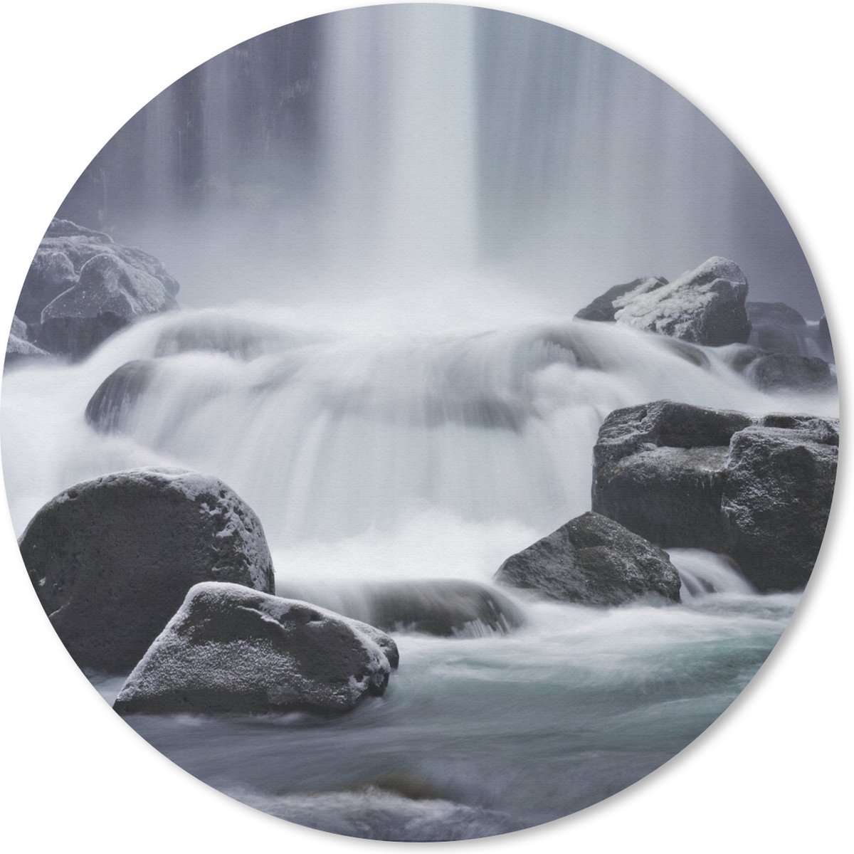 Muismat rond 30x30 cm - Mousepad Waterval - Stenen - Natuur - Ronde muismatten