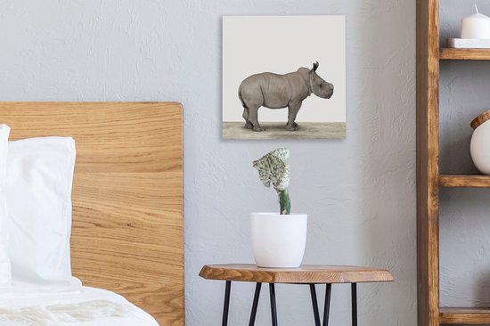 Rhino animal print nursery Canvas 20x20 cm - Tirage photo sur toile (Décoration murale salon / chambre)