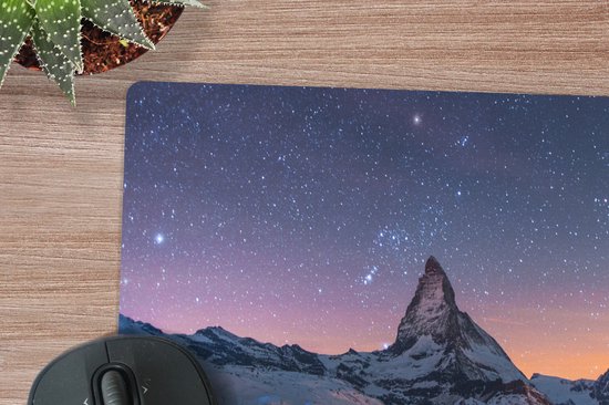 Bureau onderlegger 60x30 cm - Muismat Alpen - Sterrenhemel - Sneeuw - Bureaulegger xl - Desk mat beschermer - Computer muismatten
