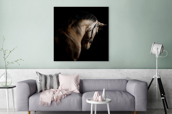 Tableau sur toile Paarden - Halter - Zwart - 90x90 cm - Décoration murale